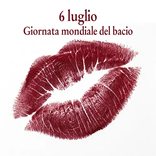 il 6 luglio è la giornata mondiale del bacio che rappresentato dallo stampo delle labbra con il rossetto in questa immagine