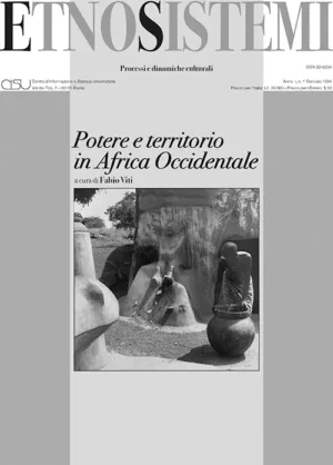 copertina EtnoSistemi n. 1 Potere e territorio in Africa Occidentale a cura di Fabio Viti