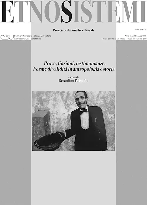 copertina Etnosistemi 2 gennaio 1995 Prove, finzioni, testimonianze a cura di Berardino Palumbo