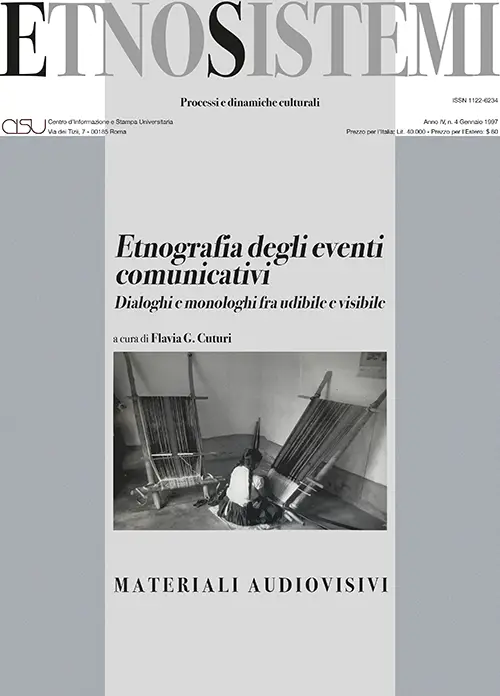 copertina EtnoSistemi n. 4 Etnografie degli eventi comunicativi a cura di Flavia G. Cuturi