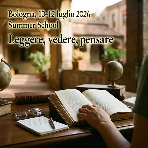 Bologna 10-12 luglio 2026
Summer School Leggere, vedere, pensare
Uno studente sta studiando su un libro sotto un porticato molto elegante